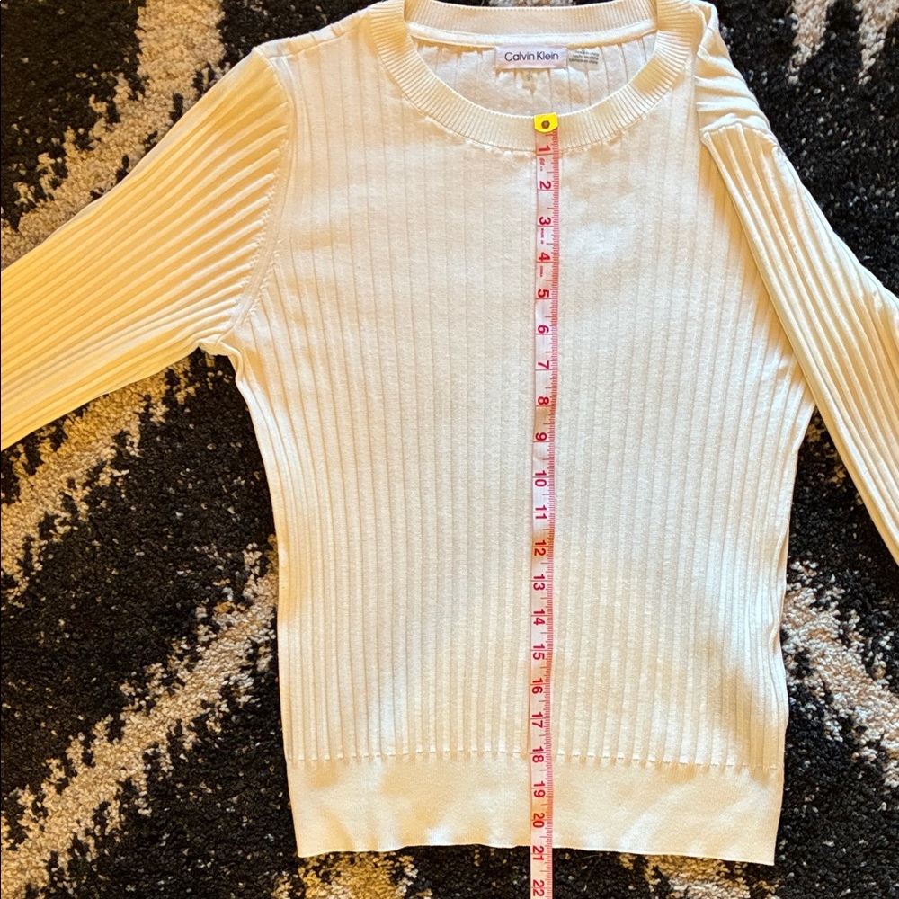 Calvin Klein Women's Ribbed Ivory Sweater - Picture 6 of 8